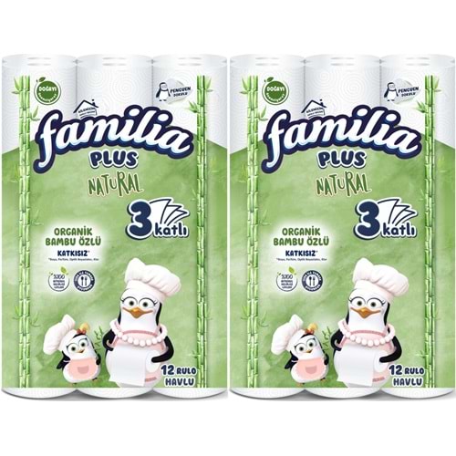 Familia Kağıt Havlu Natural (3 Katlı) Organik Bambu özlü 24 Lü Pk (2PK*12)