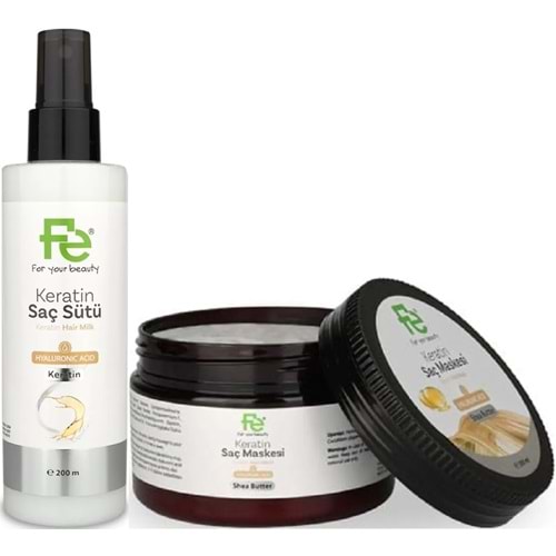 Fe Keratin Saç Sütü 200ML & Saç Maskesi 300ML (Karma 2 Li Set)