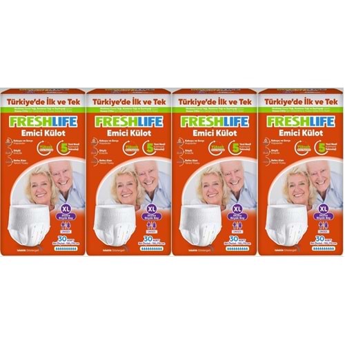 FreshLife Emici Külot Yetişkin Bezi XL Ekstra Büyük 120 Adet (4PK*30)