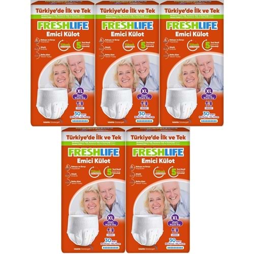 FreshLife Emici Külot Yetişkin Bezi XL Ekstra Büyük 150 Adet (5PK*30)