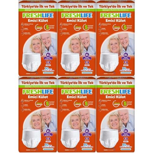 FreshLife Emici Külot Yetişkin Bezi XL Ekstra Büyük 180 Adet (6PK*30)