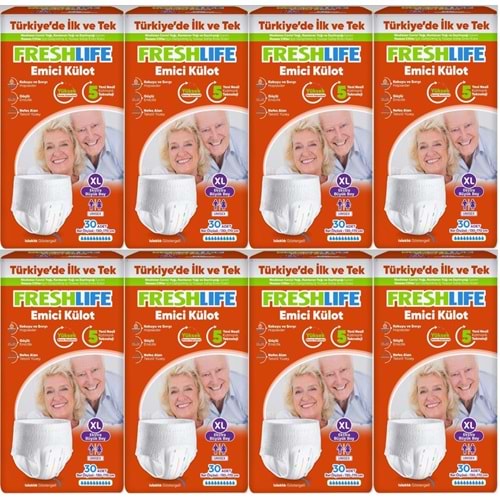 FreshLife Emici Külot Yetişkin Bezi XL Ekstra Büyük 240 Adet (8PK*30)
