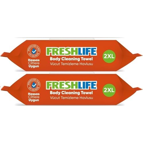 Freshlife Yetişkin Vücut Temizleme Islak Mendil Havlu 50 Yaprak XL (2 Li Set)