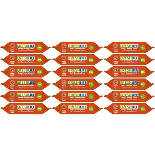 Freshlife Yetişkin Vücut Temizleme Islak Mendil Havlu 50 Yaprak XL (18 Li Set)