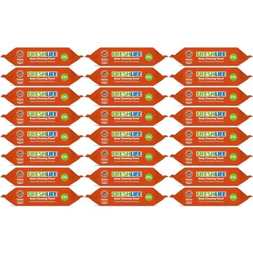 Freshlife Yetişkin Vücut Temizleme Islak Mendil Havlu 50 Yaprak XL (24 Lü Set)