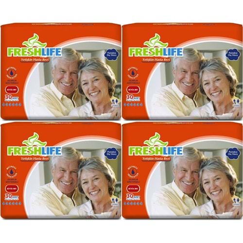 FreshLife Yetişkin Bezi Bel Bantlı L - Large - Büyük 120 Adet (4PK*30)