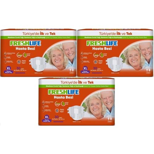 FreshLife Yetişkin Bezi Bel Bantlı XL - Ekstra Large - Extra Large 90 Adet (3PK*30)