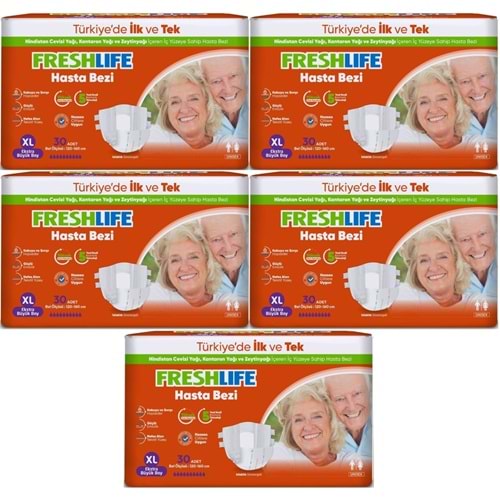 FreshLife Yetişkin Bezi Bel Bantlı XL - Ekstra Large - Extra Large 150 Adet (5PK*30)