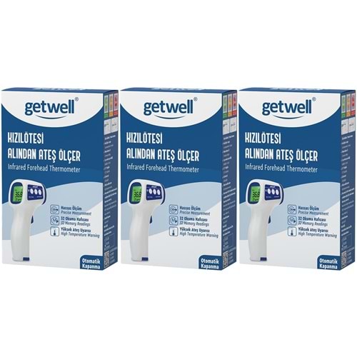 Getwell Ateş Ölçer Kızıl Ötesi Alından - Temassız - Uzaktan (Yetişkin & Bebek & Çocuk) (3 Lü Set)