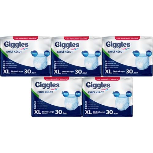 Giggles Yetişkin Bezi Emici Külot Ekstra Büyük (XL) 150 Adet (5PK*30)