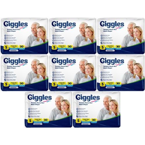 Giggles Yetişkin Bezi Bel Bantlı Tekstil Yüzey Küçük - Small (S) 240 Adet (8PK*30)