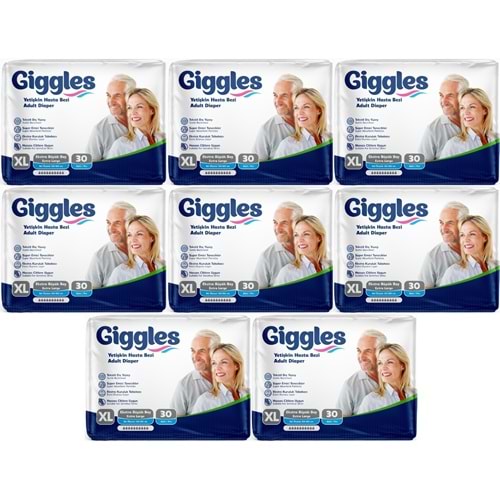 Giggles Yetişkin Bezi Bel Bantlı Tekstil Yüzey Ekstra Büyük (XL) 240 Adet (8PK*30)