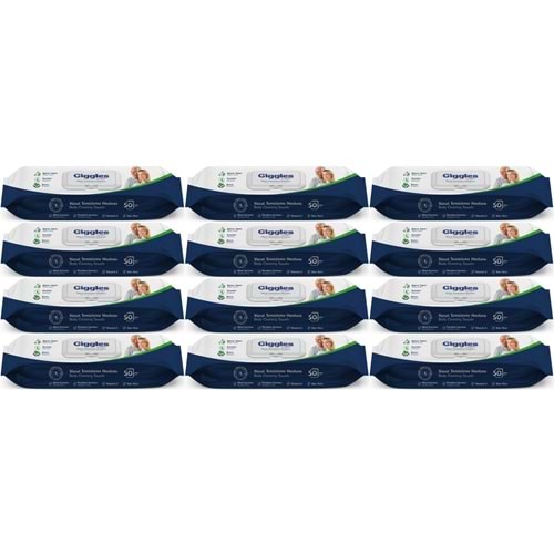 Giggles Yetişkin Vücut Temizleme Islak Mendil Havlu 600 Yaprak XL (Beyaz Sabun Kokulu) (12PK*50)