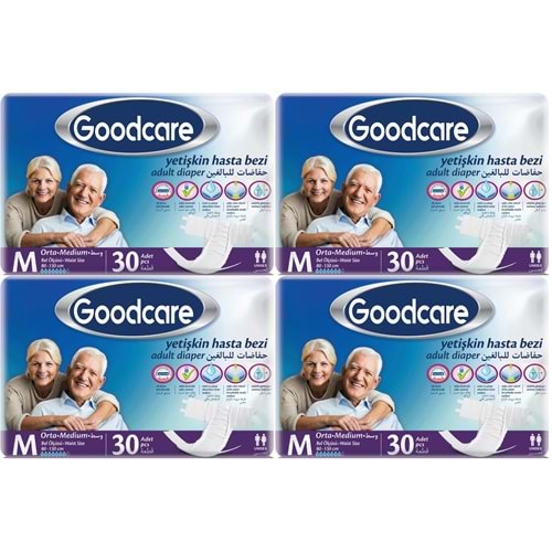 Goodcare Yetişkin Bezi Bel Bantlı Tekstil Yüzey M Medium - Orta 120 Adet (4PK*30)