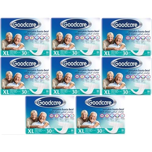 Goodcare Yetişkin Bezi Bel Bantlı Tekstil Yüzey XL Extra Large- Ekstra Büyük 240 Adet (8PK*30)