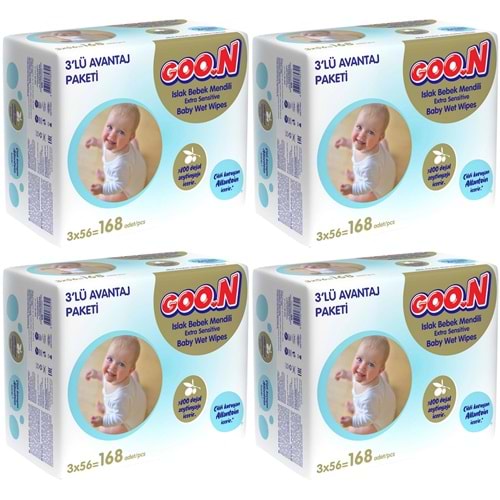 Goon Islak Havlu Mendil 56 Yaprak Sensitive Hassas Cilt 12 Li Set (4PK*3) 672 Yaprak