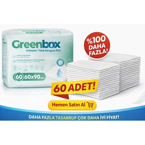 Greenbox Yetişkin Yatak Koruyucu Alt Açma Örtü 60x90 CM Adet 60 Adet