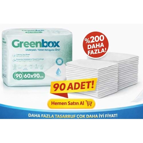 Greenbox Yetişkin Yatak Koruyucu Alt Açma Örtü 60x90 CM Adet 90 Adet