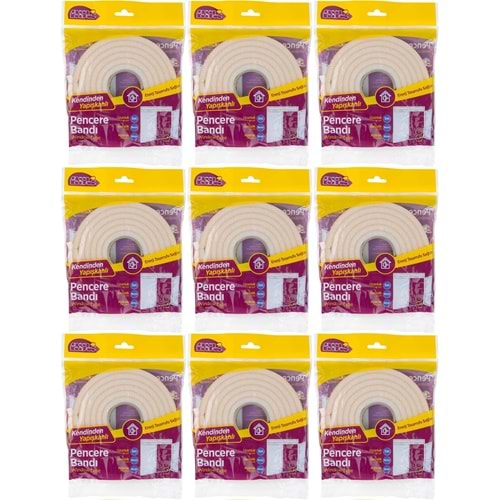 GreenLeaves Süngerli Pencere Bandı 5 Metre (9 Lu Set)