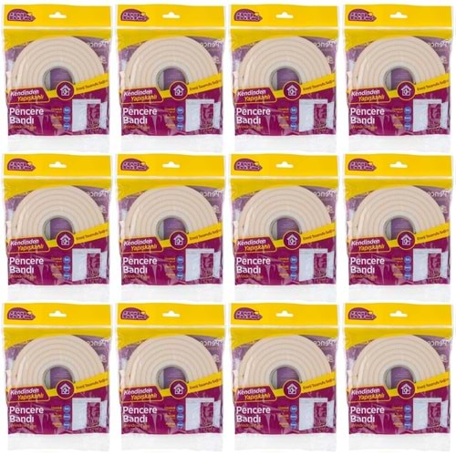 GreenLeaves Süngerli Pencere Bandı 5 Metre (12 Li Set)