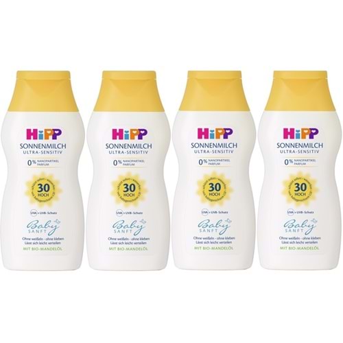 Hipp Babysanft Bebek Güneş Sütü 200Ml (30 Faktör) (4 Lü Set)