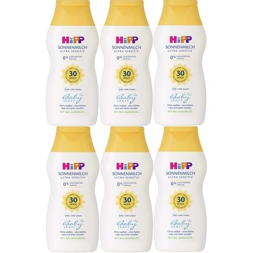 Hipp Babysanft Bebek Güneş Sütü 200Ml (30 Faktör) (6 Lı Set)