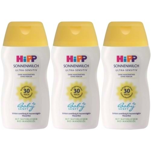 Hipp Babysanft Güneş Kremi -Yüz için Sonnen Gesıchtscreme 30 Faktör Ultra Sensıtıv 50ML (3 Lü Set)