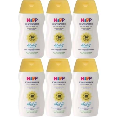Hipp Babysanft Güneş Kremi -Yüz için Sonnen Gesıchtscreme 30 Faktör Ultra Sensıtıv 50ML (6 Lı Set)