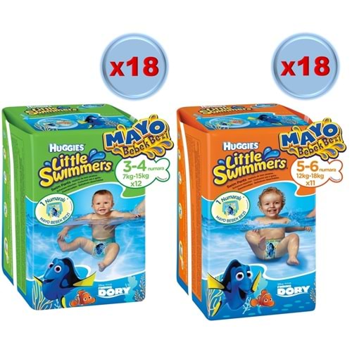Huggıes Little Swımmers Mayo Bebek Bezi Karma Koli 3-4 ve 5-6 Beden 36 Paket (Standlı Koli)