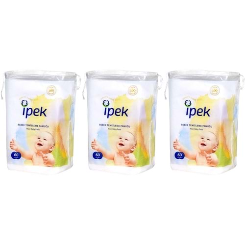 İpek Bebek Temizleme Pamuğu 180 Adet (3Pk*60)