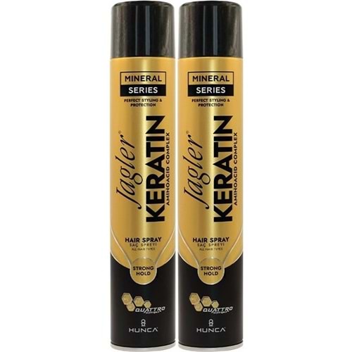 Jagler Saç Spreyi 400ML Keratinli Keratin Strong Hold - Minarelli - Ekstra Sert (2 Li Set)