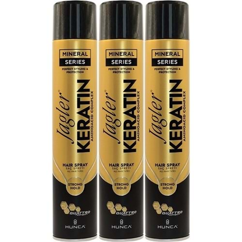Jagler Saç Spreyi 400ML Keratinli Keratin Strong Hold - Minarelli - Ekstra Sert (3 Lü Set)