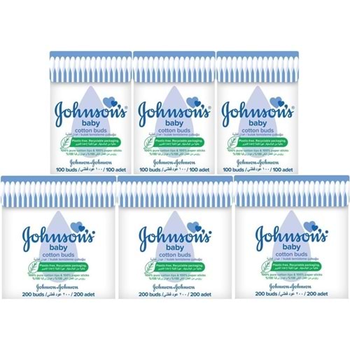 Johnsons Baby Kulak Temizleme Çubuğu 100 Adet + 200 Adet Toplam 900 Adet (Karma Set)