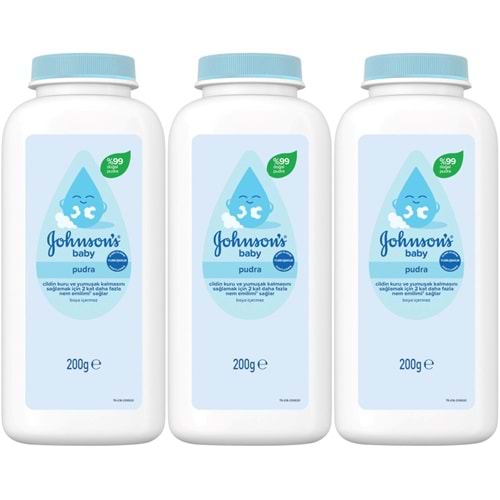 Johnsons Baby Bebek Pudrası 200GR Klasik (%99 Doğal) (3 Lü Set)