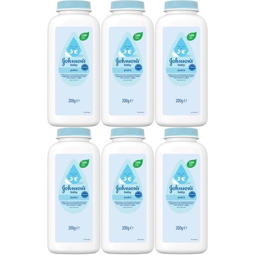 Johnsons Baby Bebek Pudrası 200GR Klasik (%99 Doğal) (6 Lı Set)