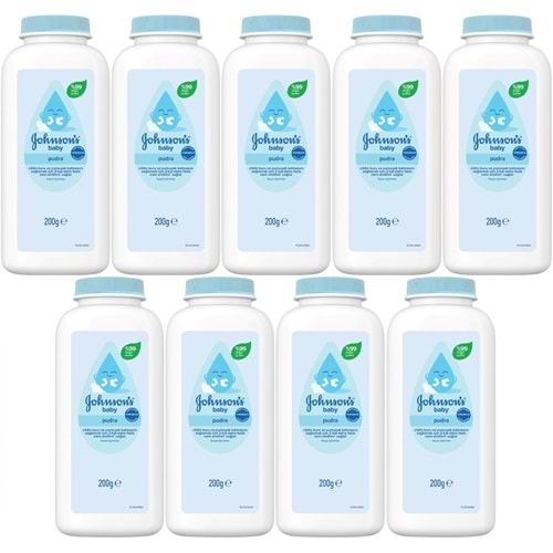 Johnsons Baby Bebek Pudrası 200GR Klasik (%99 Doğal) (9 Lu Set)