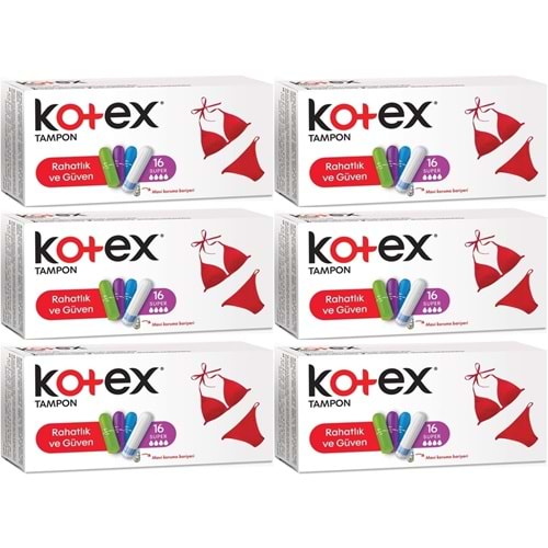 Kotex Tampon Süper 96 Lı Set (6PK*16)