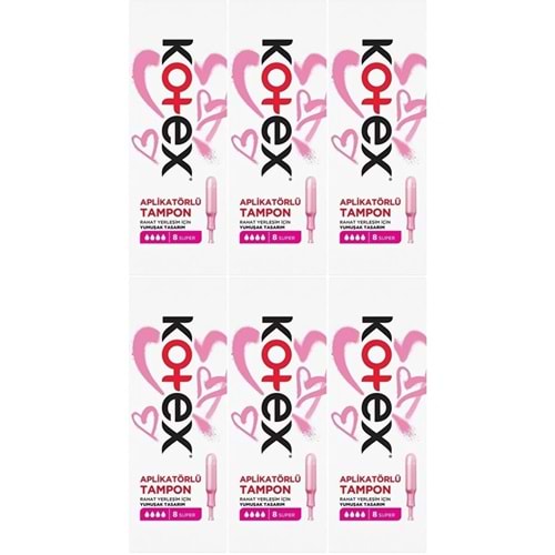 Kotex Aplikatörlü Tampon Süper 48 Li Set (6PK*8)