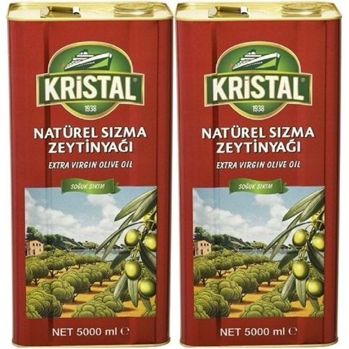 Kristal Zeytinyağı 10LT Natürel Sızma Soğuk Sıkım (Teneke) (2PK*5LT)