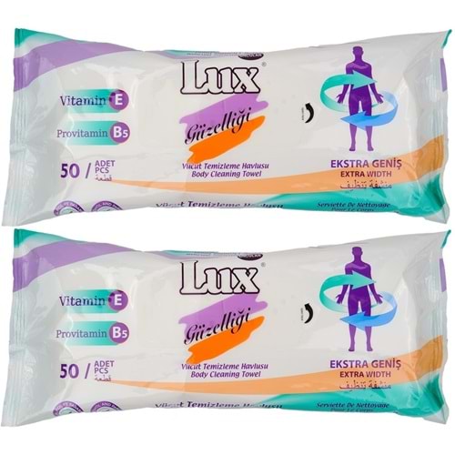 Lux Yetişkin Vücut Temizleme Islak Mendil Havlu 50 Yaprak XL (2 Li Set)