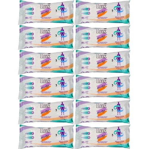 Lux Yetişkin Vücut Temizleme Islak Mendil Havlu 50 Yaprak XL (12 Li Set)