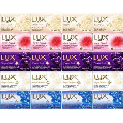 Lux Sabun 80GR (Karma 20 Li Set) Soft Touch/Velvet Touch/Magicial Spell/Aqua Sparke/Bright Impress