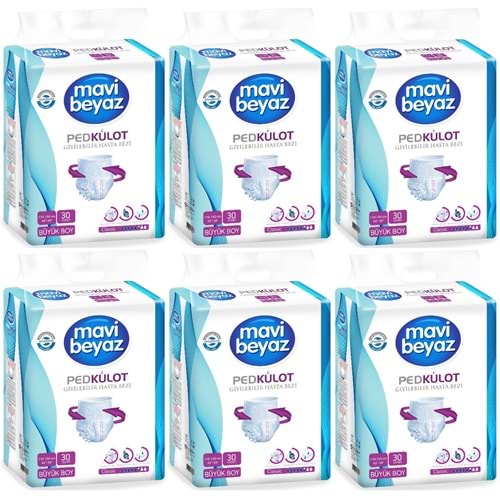 Mavi Beyaz Ped Emici Külot Yetişkin Bezi L - Large - Büyük 180 Adet