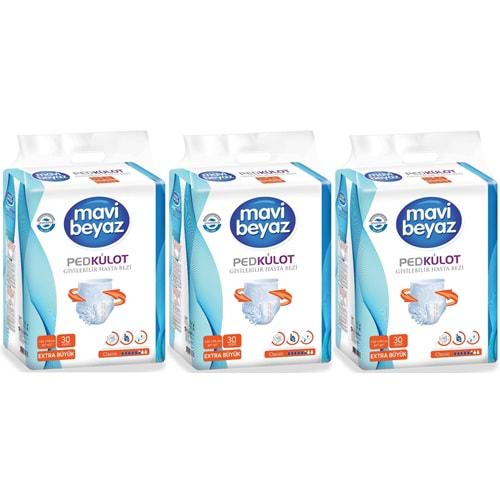 Mavi Beyaz Ped Emici Külot Yetişkin Bezi XL Ekstra Büyük 90 Adet