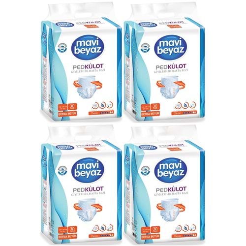 Mavi Beyaz Ped Emici Külot Yetişkin Bezi XL Ekstra Büyük 120 Adet
