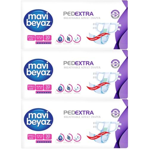 Mavi Beyaz Ped Ekstra Tekstil Yüzeyli Bel Bantlı Yetişkin Bezi S - Small - Küçük 90 Adet