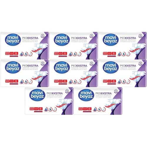 Mavi Beyaz Ped Ekstra Tekstil Yüzeyli Bel Bantlı Yetişkin Bezi XL -Extra Large -Ekstra Büyük 240 Adt