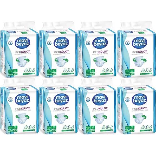Mavi Beyaz Ped Emici Külot Yetişkin Bezi M - Medium - Orta 240 Adet
