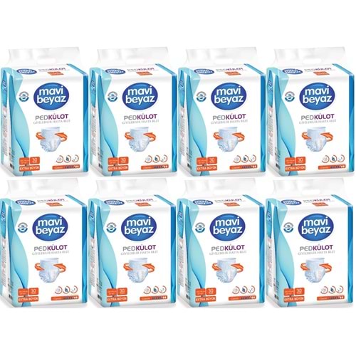 Mavi Beyaz Ped Emici Külot Yetişkin Bezi XL Ekstra Büyük 240 Adet