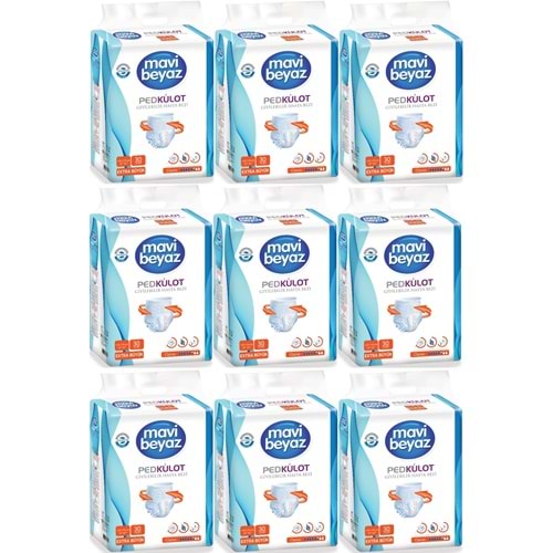 Mavi Beyaz Ped Emici Külot Yetişkin Bezi XL Ekstra Büyük 270 Adet